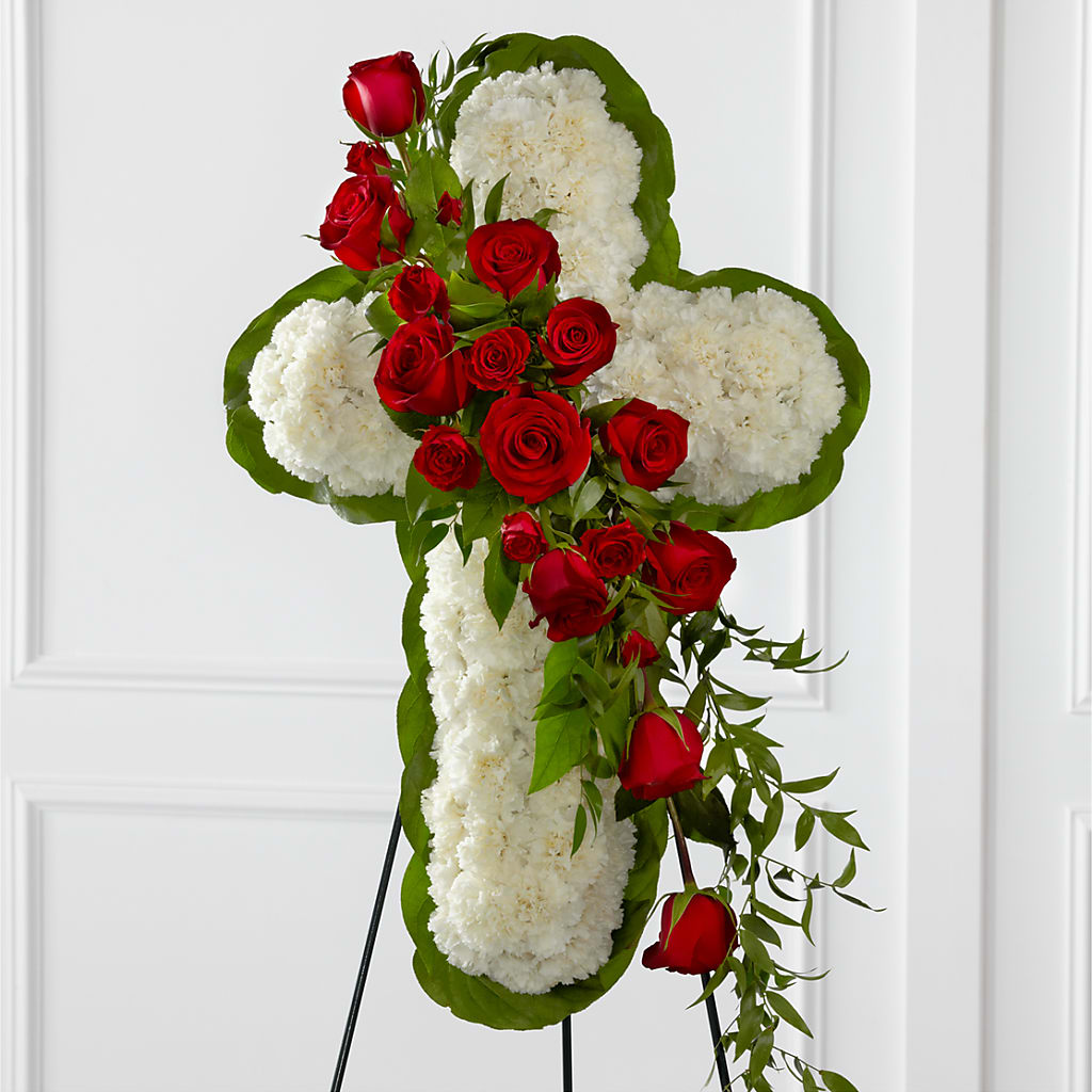 Floral Cross Easel – FARFANS FLOWERS & DECORATIONS LLC, Frederick MD