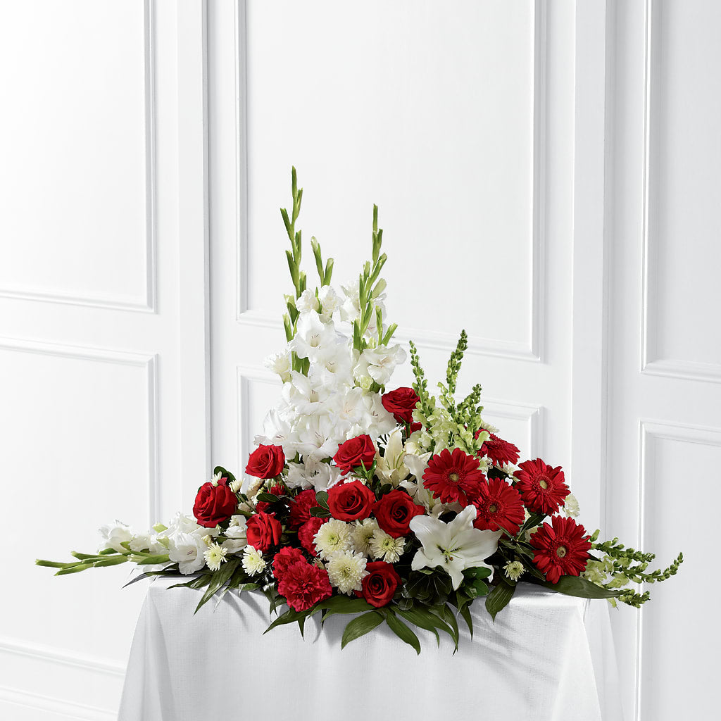 Crimson & White Arrangement – FARFANS FLOWERS & DECORATIONS LLC, Frederick MD