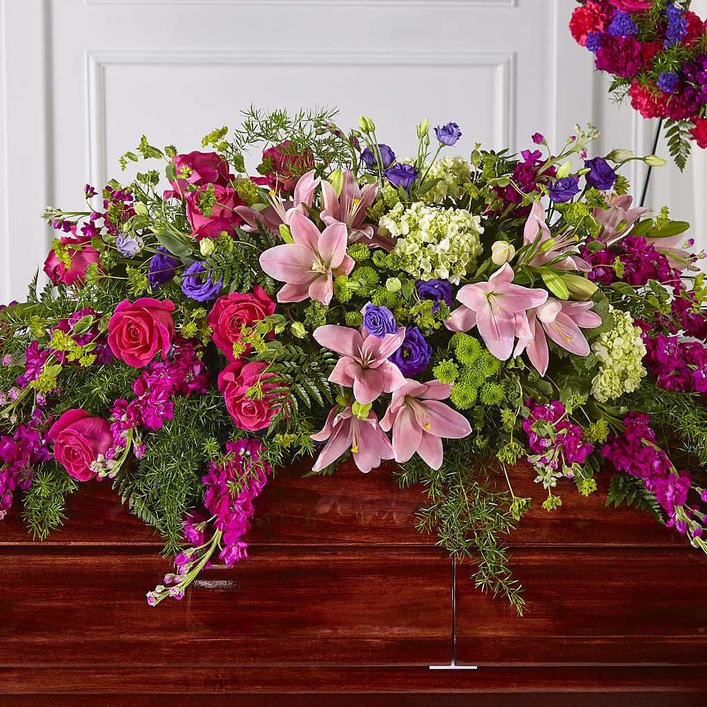 Radiant Tribute Casket Spray – FARFANS FLOWERS & DECORATIONS LLC, Frederick MD