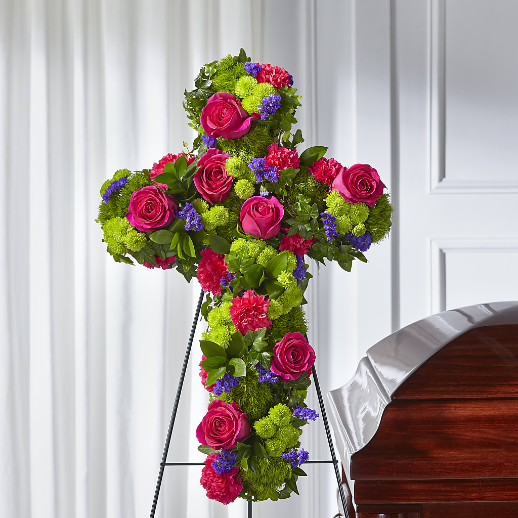 Tribute Rose Floral Cross – FARFANS FLOWERS & DECORATIONS LLC, Frederick MD
