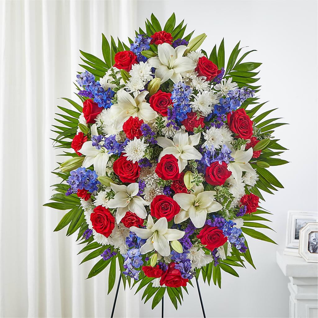 Cherished Service Standing Spray – FARFANS FLOWERS & DECORATIONS LLC, Frederick MD