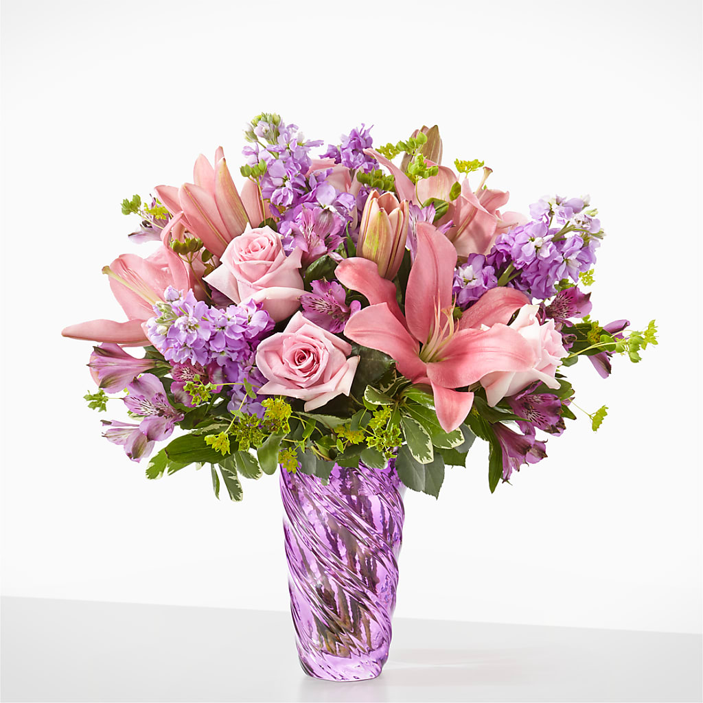Precious Petals Bouquet with Luxe Swirl Vase – FARFANS FLOWERS & DECORATIONS LLC, Frederick MD