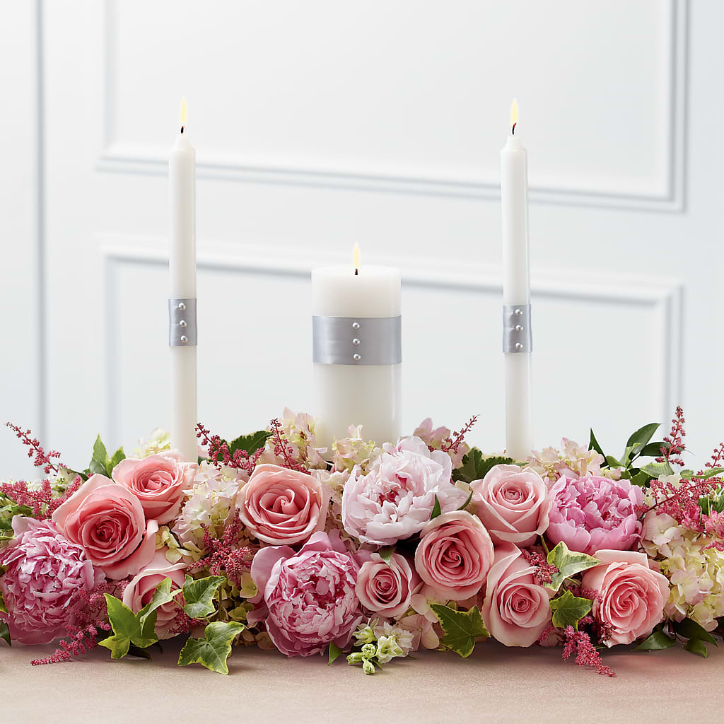 Worldwide Romance Unity Candle Arrangement – FARFANS FLOWERS & DECORATIONS LLC, Frederick MD