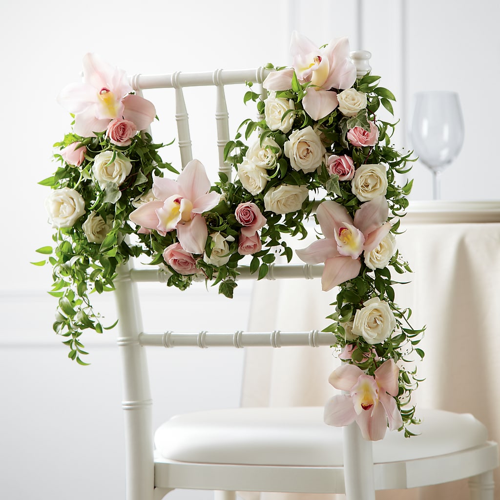 Orchid Rose Chair Décor – FARFANS FLOWERS & DECORATIONS LLC, Frederick MD