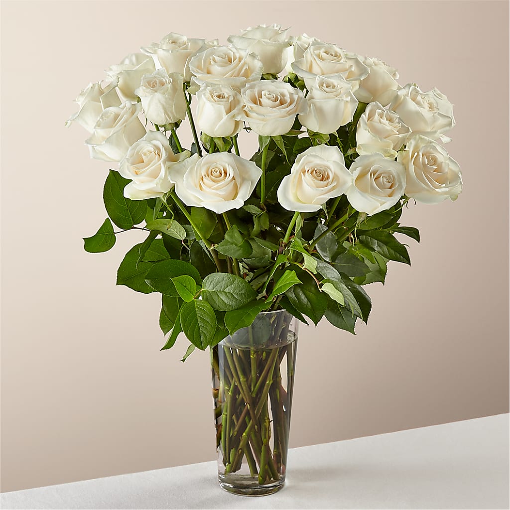 Long Stem White Rose Bouquet – FARFANS FLOWERS & DECORATIONS LLC, Frederick MD