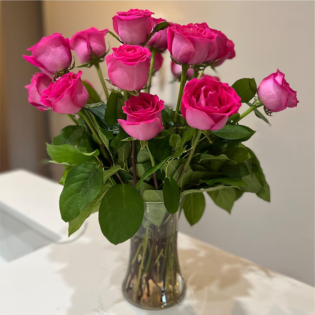 Long Stem Pink Rose Bouquet – FARFANS FLOWERS & DECORATIONS LLC, Frederick MD