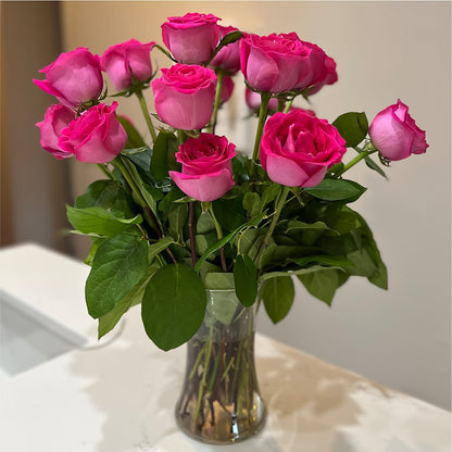 Long Stem Pink Rose Bouquet – FARFANS FLOWERS & DECORATIONS LLC, Frederick MD