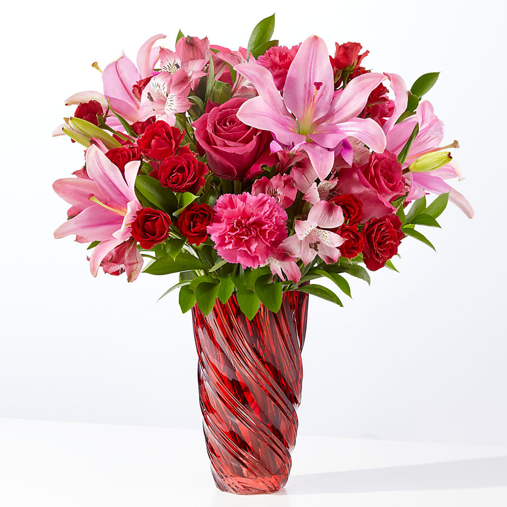 In Love Bouquet with Luxe Swirl Vase – FARFANS FLOWERS & DECORATIONS LLC, Frederick MD