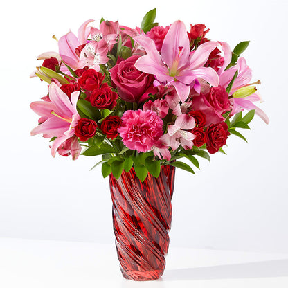In Love Bouquet with Luxe Swirl Vase – FARFANS FLOWERS & DECORATIONS LLC, Frederick MD