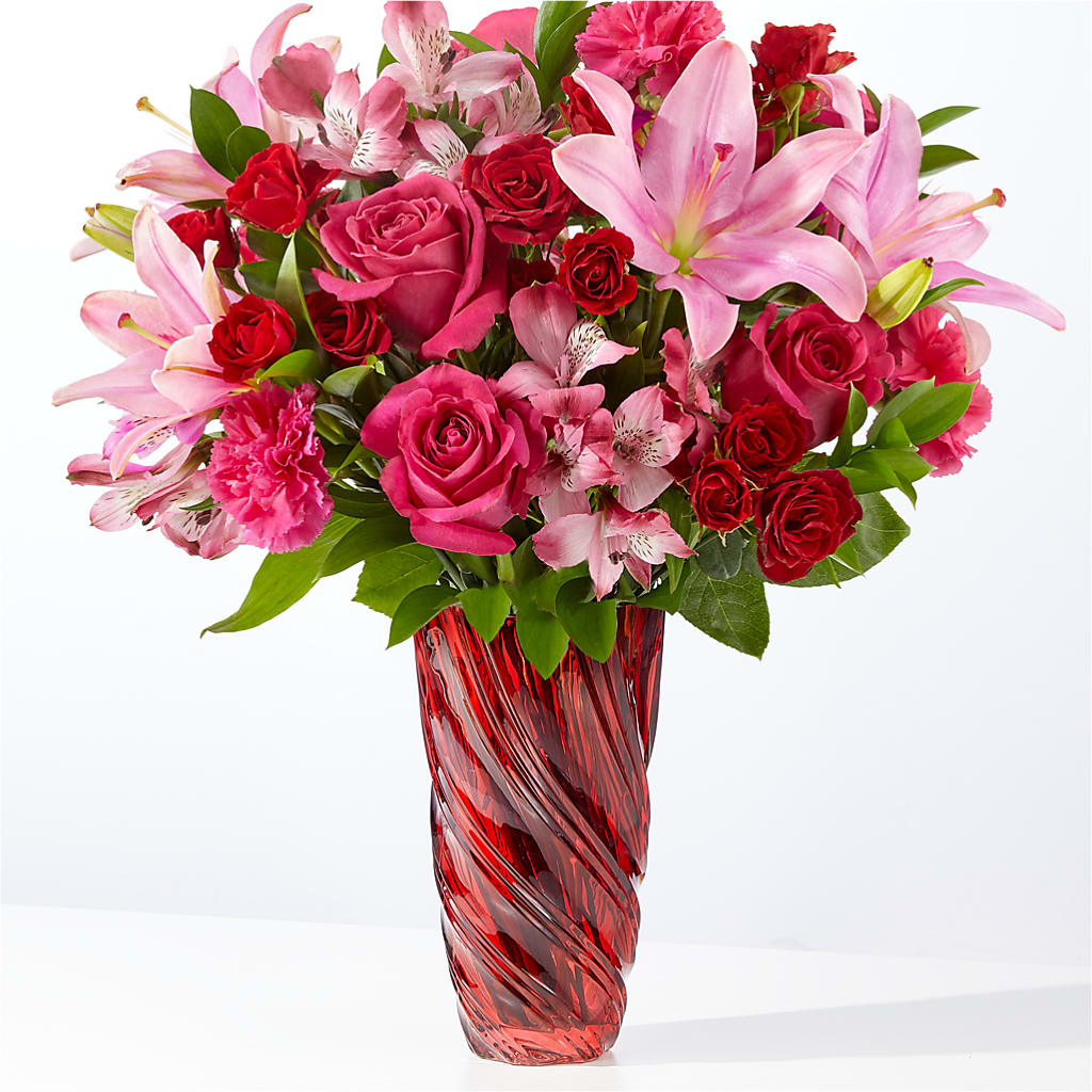 In Love Bouquet with Luxe Swirl Vase – FARFANS FLOWERS & DECORATIONS LLC, Frederick MD
