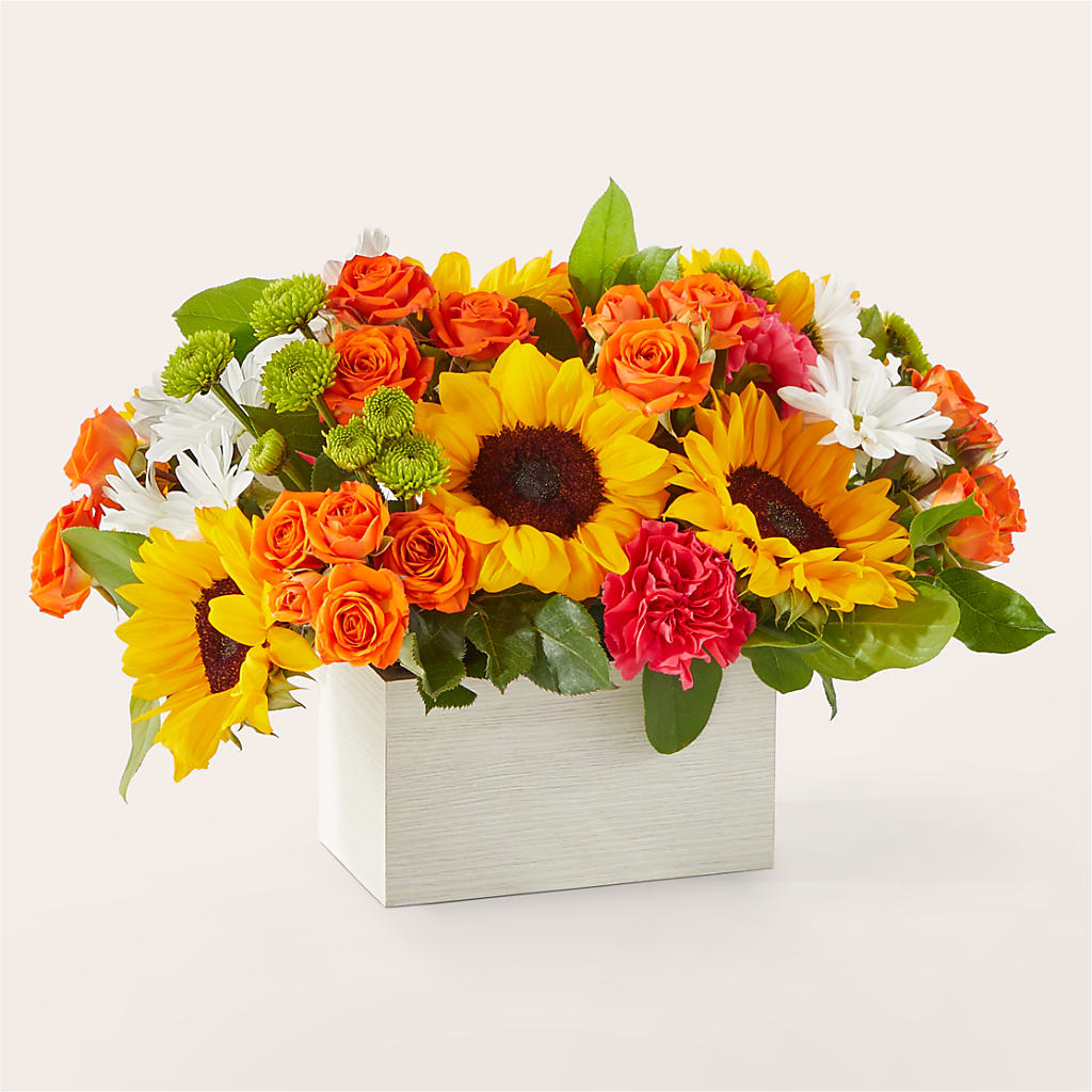 Sun-drenched Blooms Box Bouquet – FARFANS FLOWERS & DECORATIONS LLC, Frederick MD
