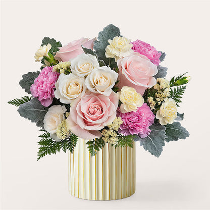 Blissful Moments Bouquet with Ivory Vase – FARFANS FLOWERS & DECORATIONS LLC, Frederick MD