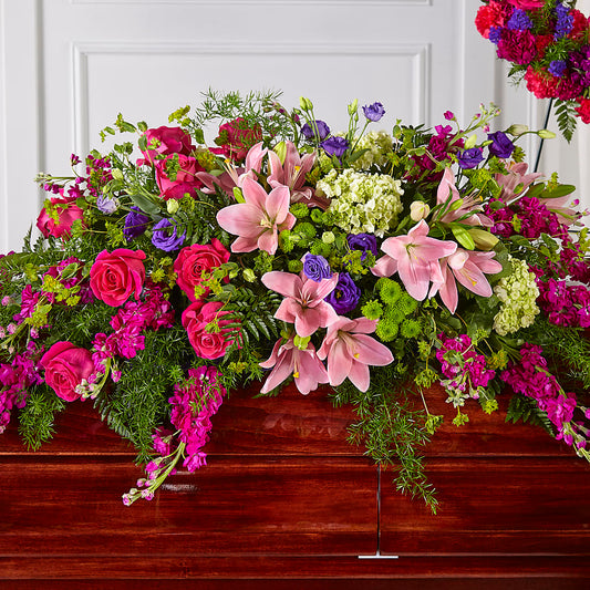 Radiant Tribute Casket Spray – FARFANS FLOWERS & DECORATIONS LLC, Frederick MD