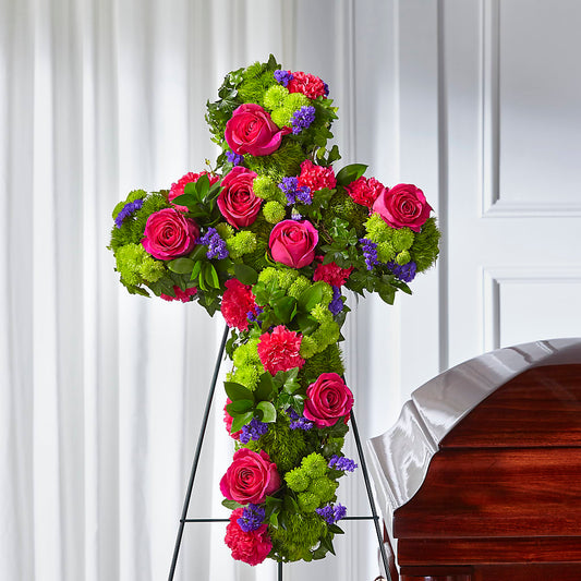 Tribute Rose Floral Cross – FARFANS FLOWERS & DECORATIONS LLC, Frederick MD