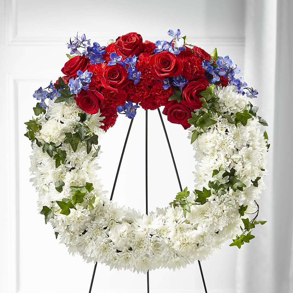 Patriotic Passion Wreath – FARFANS FLOWERS & DECORATIONS LLC, Frederick MD
