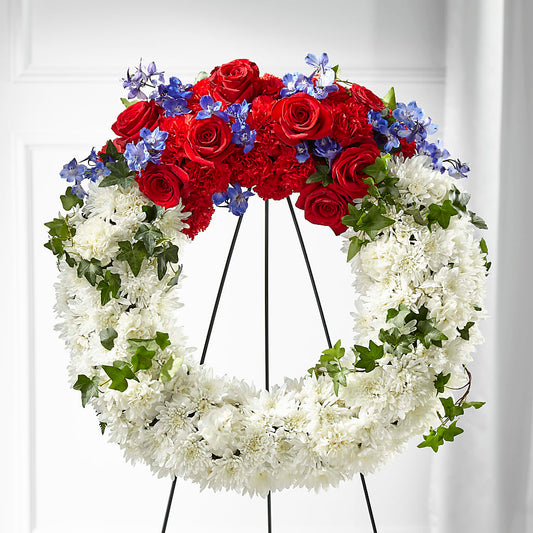 Patriotic Passion Wreath – FARFANS FLOWERS & DECORATIONS LLC, Frederick MD
