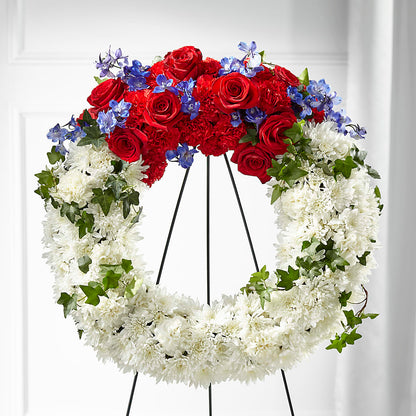 Patriotic Passion Wreath – FARFANS FLOWERS & DECORATIONS LLC, Frederick MD