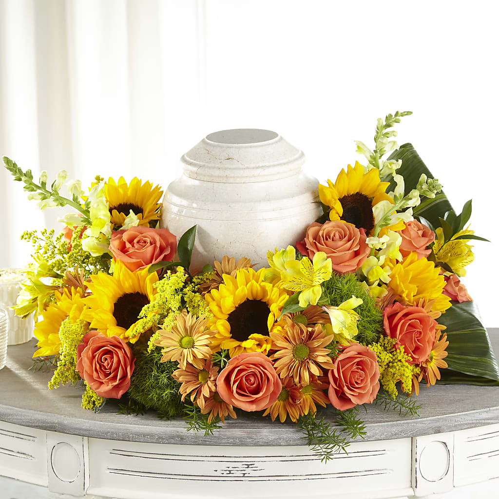 Faithful Sunflower Cremation Adornment – FARFANS FLOWERS & DECORATIONS LLC, Frederick MD