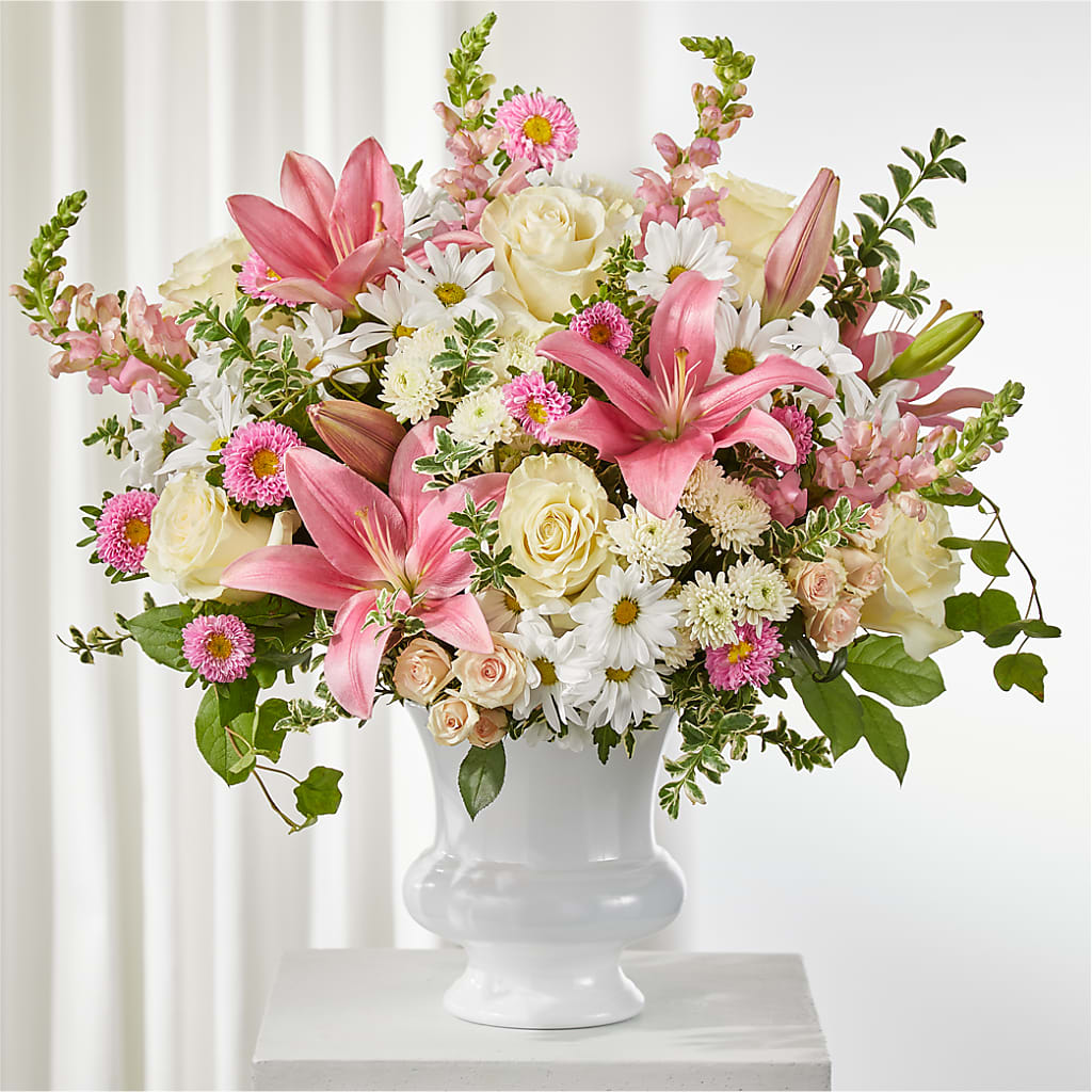 Empathetic Blooms Urn Arrangement – FARFANS FLOWERS & DECORATIONS LLC, Frederick MD