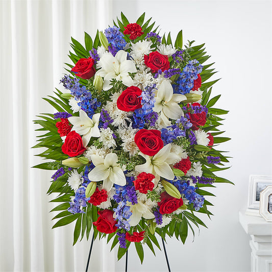 Cherished Service Standing Spray – FARFANS FLOWERS & DECORATIONS LLC, Frederick MD