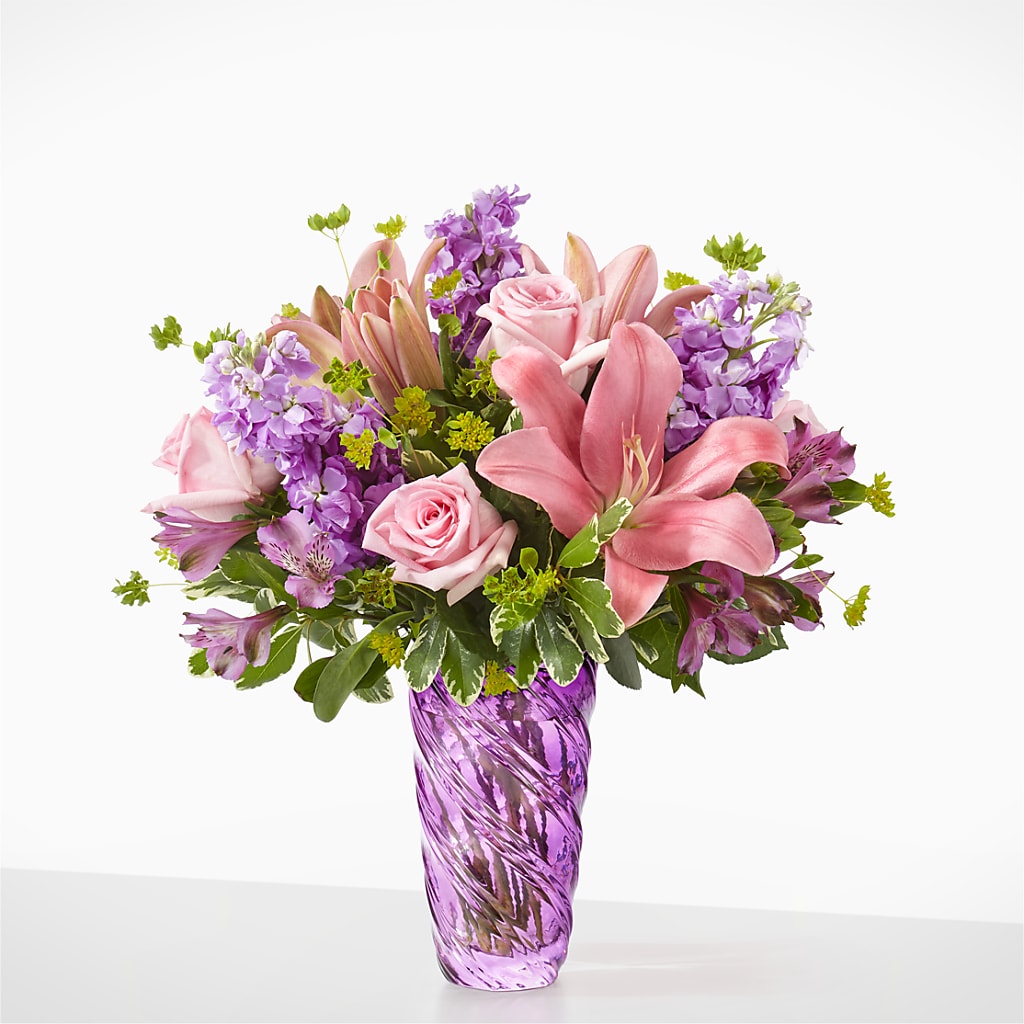 Precious Petals Bouquet with Luxe Swirl Vase – FARFANS FLOWERS & DECORATIONS LLC, Frederick MD