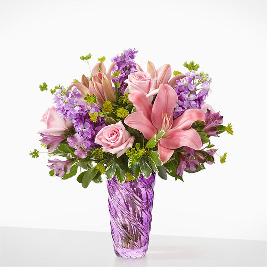 Precious Petals Bouquet with Luxe Swirl Vase – FARFANS FLOWERS & DECORATIONS LLC, Frederick MD