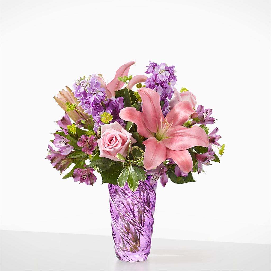 Precious Petals Bouquet with Luxe Swirl Vase – FARFANS FLOWERS & DECORATIONS LLC, Frederick MD