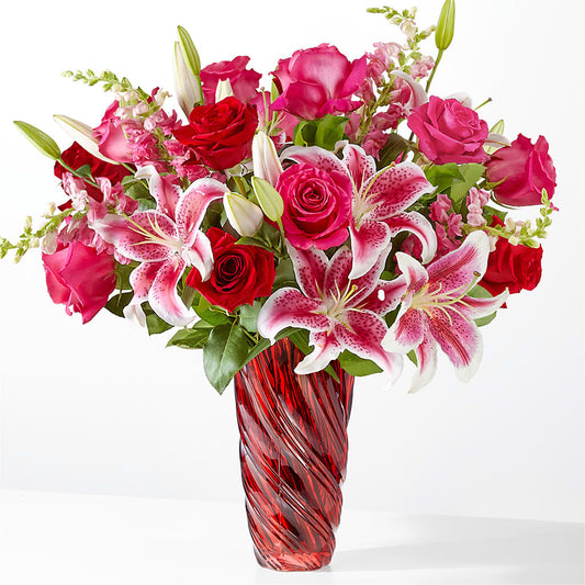 Always You Bouquet with Luxe Swirl Vase – FARFANS FLOWERS & DECORATIONS LLC, Frederick MD