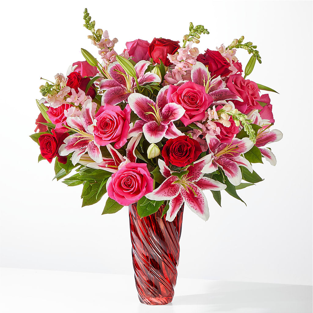 Always You Bouquet with Luxe Swirl Vase – FARFANS FLOWERS & DECORATIONS LLC, Frederick MD