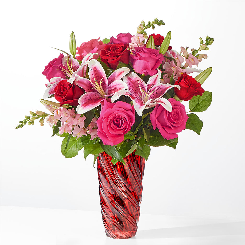 Always You Bouquet with Luxe Swirl Vase – FARFANS FLOWERS & DECORATIONS LLC, Frederick MD