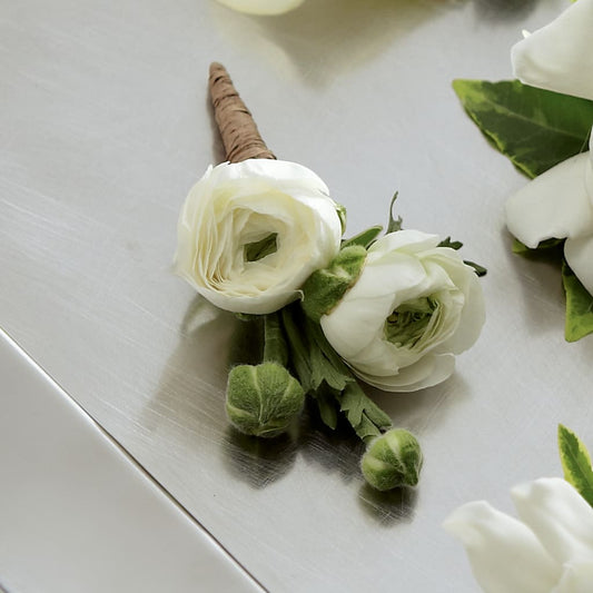 White Ranunculus Boutonniere – FARFANS FLOWERS & DECORATIONS LLC, Frederick MD